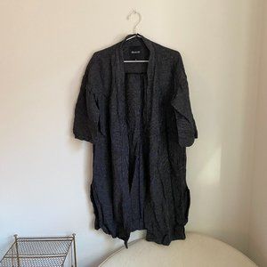 Madewell Long Overshirt Thin Sweater Layer Robe Jacket Windowpane Grid